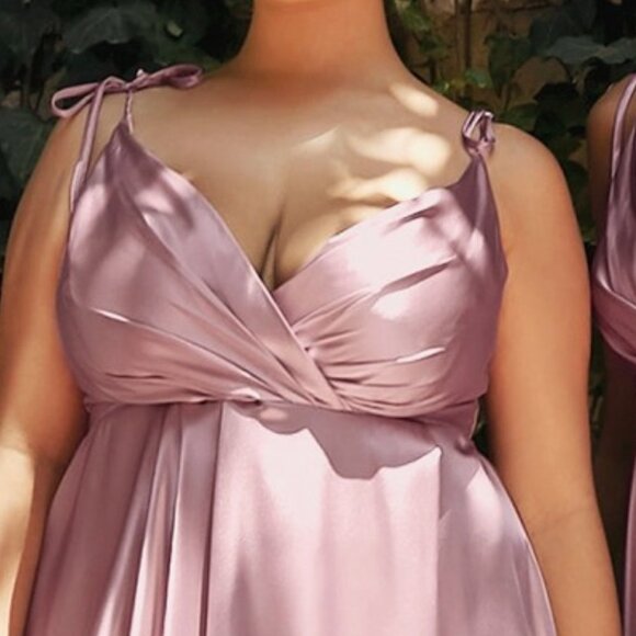 MAUVE FLOWY SATIN A-LINE Evening Party Prom Wedding Formal DRESS GOWN CD105 - Picture 2 of 8